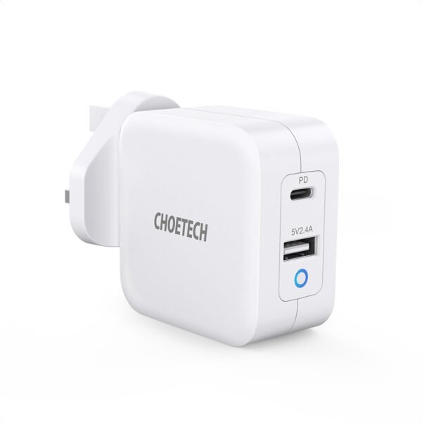 Choetech 65W Dual USB C Port GaN Charger+ CC Cable, White
