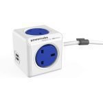 Allocacoc PowerCube Extended USB 4 Power Outlets and 2 USB Ports with 1.5m Cable UK - Blue