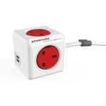 Allocacoc PowerCube Extended USB 4 Power Outlets and 2 USB Ports with 1.5m Cable UK - Red
