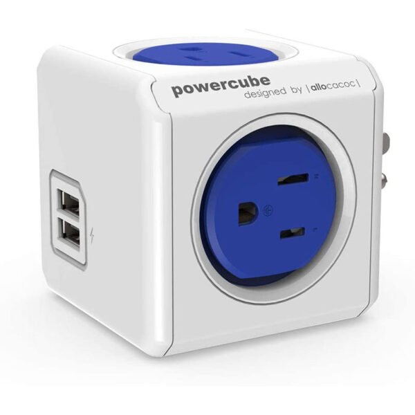 Allocacoc PowerCube Original USB 4 Power Outlets and 2 USB Ports UK, Blue
