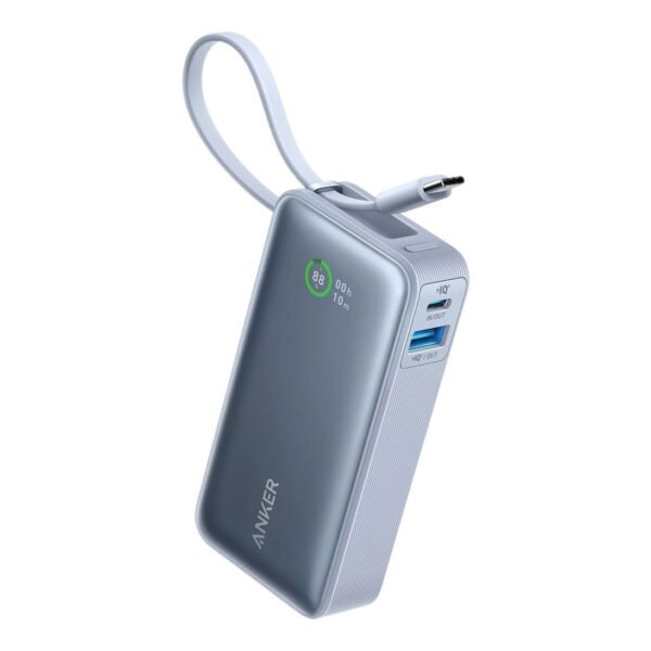 Anker Nano Power Bank 10000mah 30w Built-In Usb-C Cable, Blue
