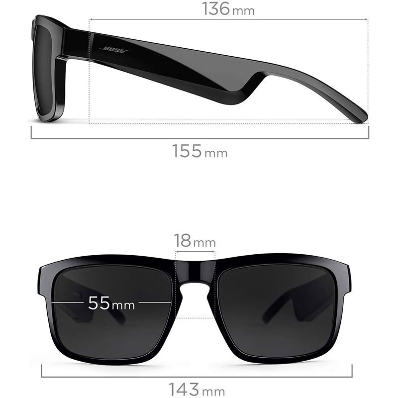 BOSE Frames Tenor Rectangular Polarized Bluetooth Sunglasses - Black - Image 4