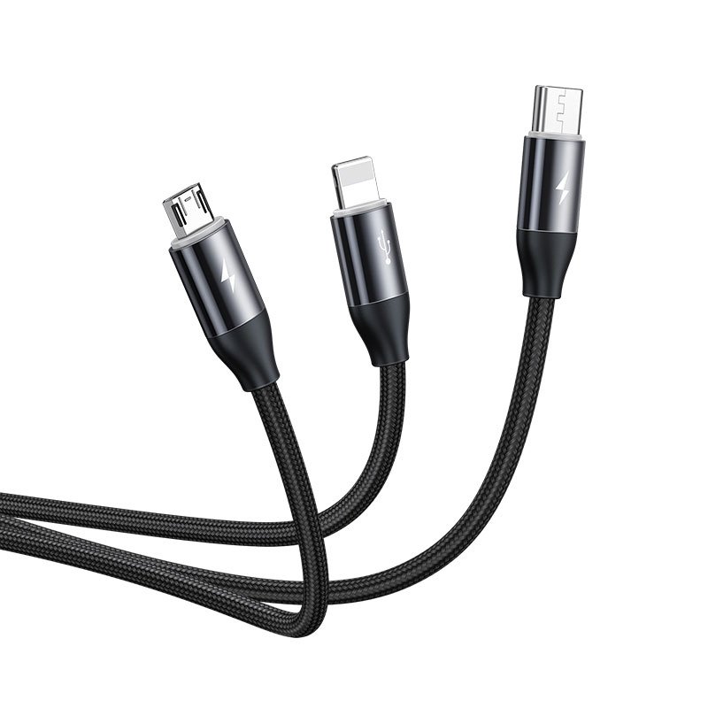 Baseus Car Co-sharing Three-in-One Date Cable - Black - Image 3