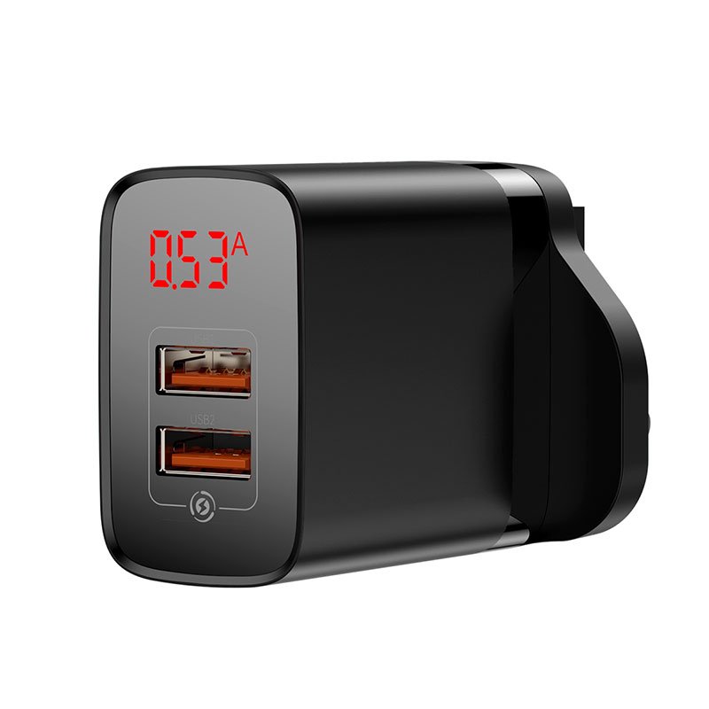 Baseus Mirror Lake Dual QC Digital Display Quick Charger A+A - Black - Image 3