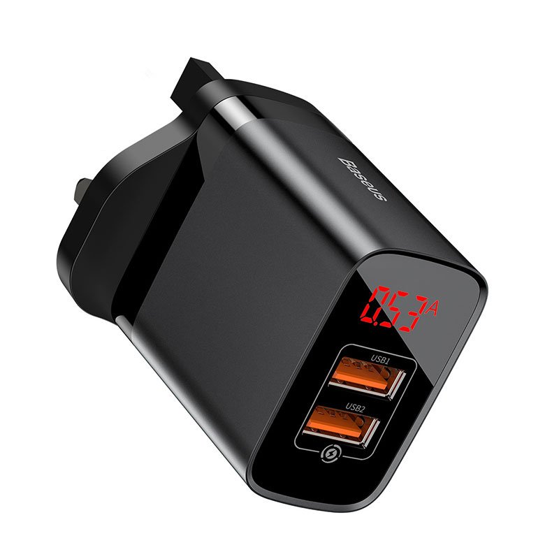 Baseus Mirror Lake Dual QC Digital Display Quick Charger A+A - Black - Image 5