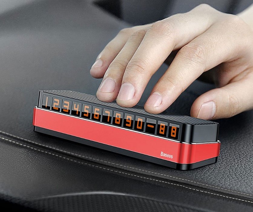 Baseus Moonlight Box Series Temporary Parking Number Plate - Red - Image 7