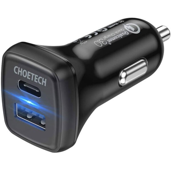 CHOETECH 36W Fast Car Charger, Black