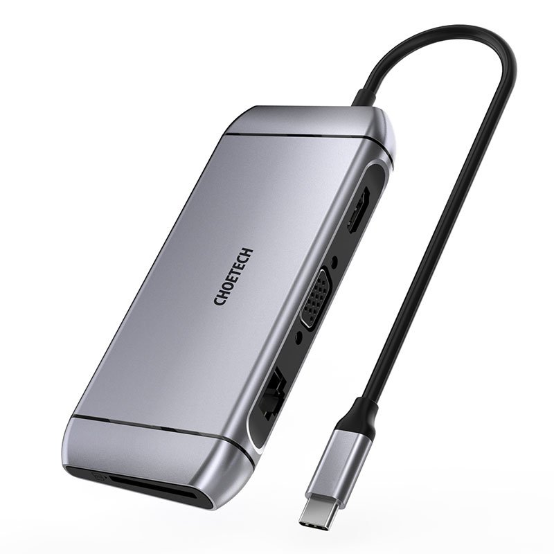 CHOETECH 9-in-1 USB-C Multiport Adapter HUB-M15 - Gray - Image 2