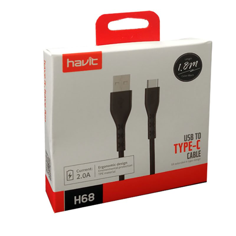 HAVIT USB to Type-C Cable 1.8M H68 - Black - Image 3