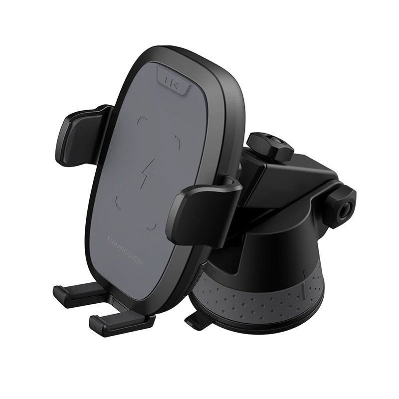 RAVPower Wireless Charging Car Holder 10W/7.5W/5W with Suction Base RP-SH014 - Black - Image 4