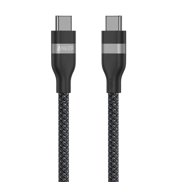 Anker USB-C to USB-C Cable (3ft, 240W, Upcycled-Braided) Black