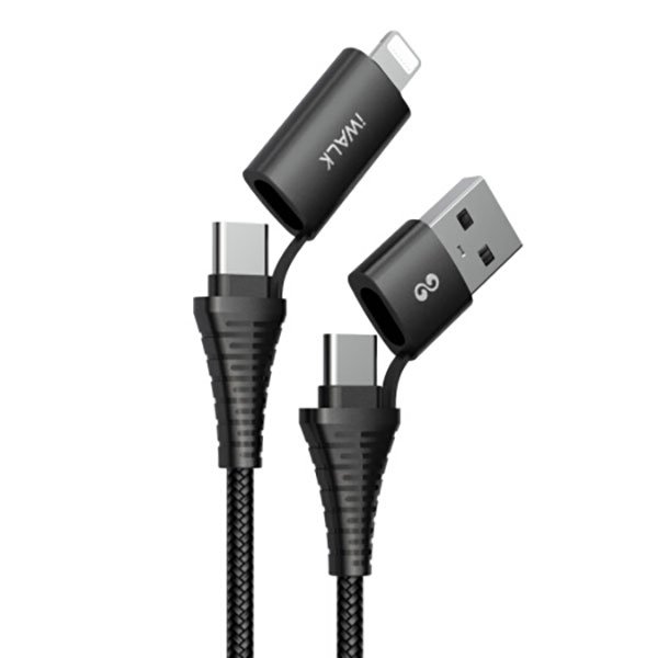 iWALK Twister Duo One For All Multi Charging Cable 60W PD & QC3.0 - Black