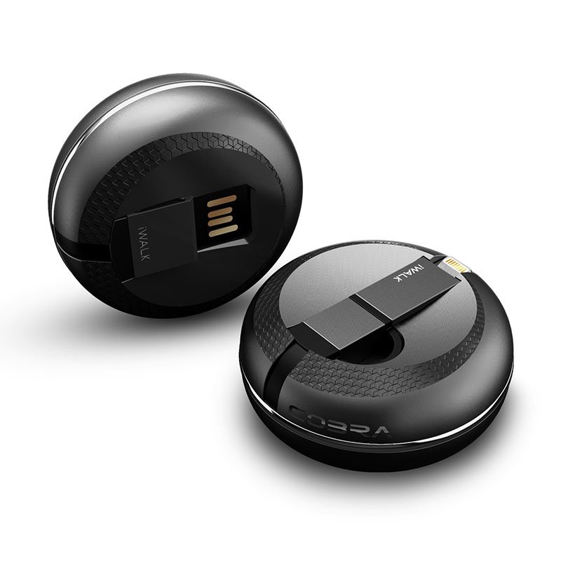 iWalk Retractable 2 in 1 Micro USB and Lightning Cable - Black - Image 3