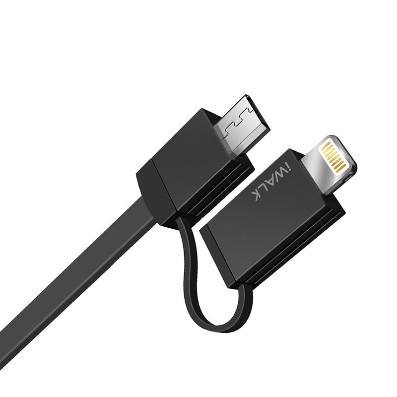 iWalk Retractable 2 in 1 Micro USB and Lightning Cable - Black - Image 4
