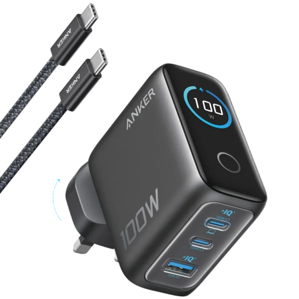 Anker Charger (100W, 3 Ports, Smart Display)