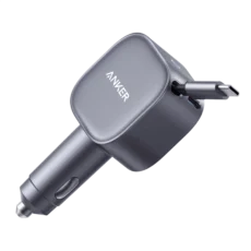 Anker USB-C Car Charger(75W Max Ultra-Compact Type-C Fast Car Charger with Built-In Retractable Cable)