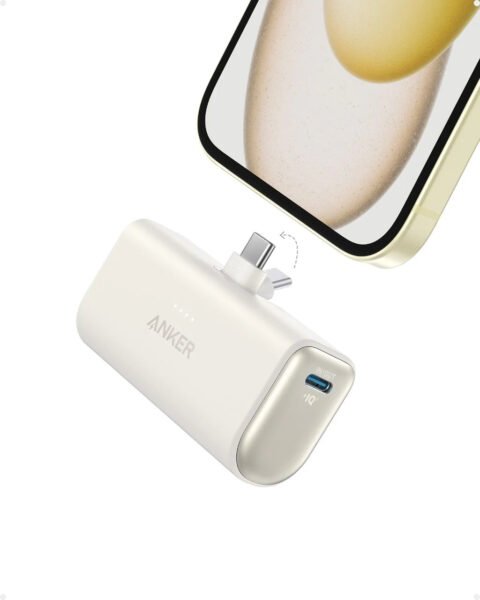 Anker 5000mAh Compact With Foldable USB-C Connector PD Fast Charging, White