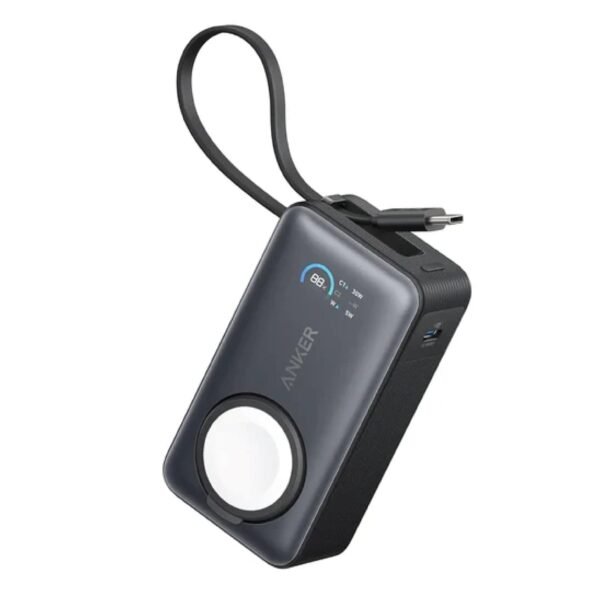 Anker MagGo Power Bank (10K, 35W, For Apple Watch, Built-In USB-C, Black