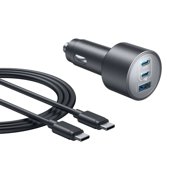 Anker Car Charger (167.5W, 3 Ports) with cable bundle, Gray