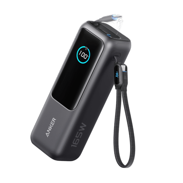 Anker Laptop Power Bank 25K 165W Built-In and Retractable Cables, Black