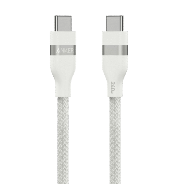 Anker USB-C to USB-C Cable 240W, Upcycled Braided, 0.9m (3ft), Fast Charging, White