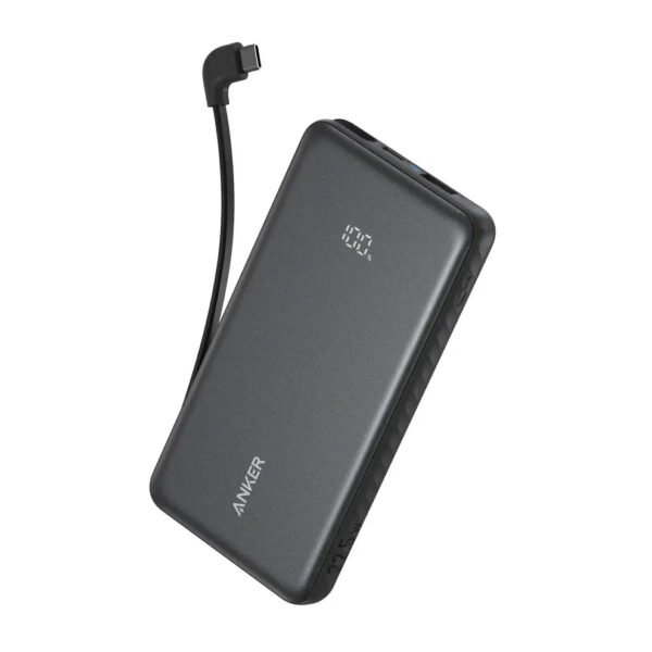 Anker Zolo Power Bank 10,000mAh, 22.5W Fast Charging with Built-In USB-C Cable, Black