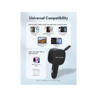 RAVPower PD 60W Car Charger with Built-in USB-C Cable - Black