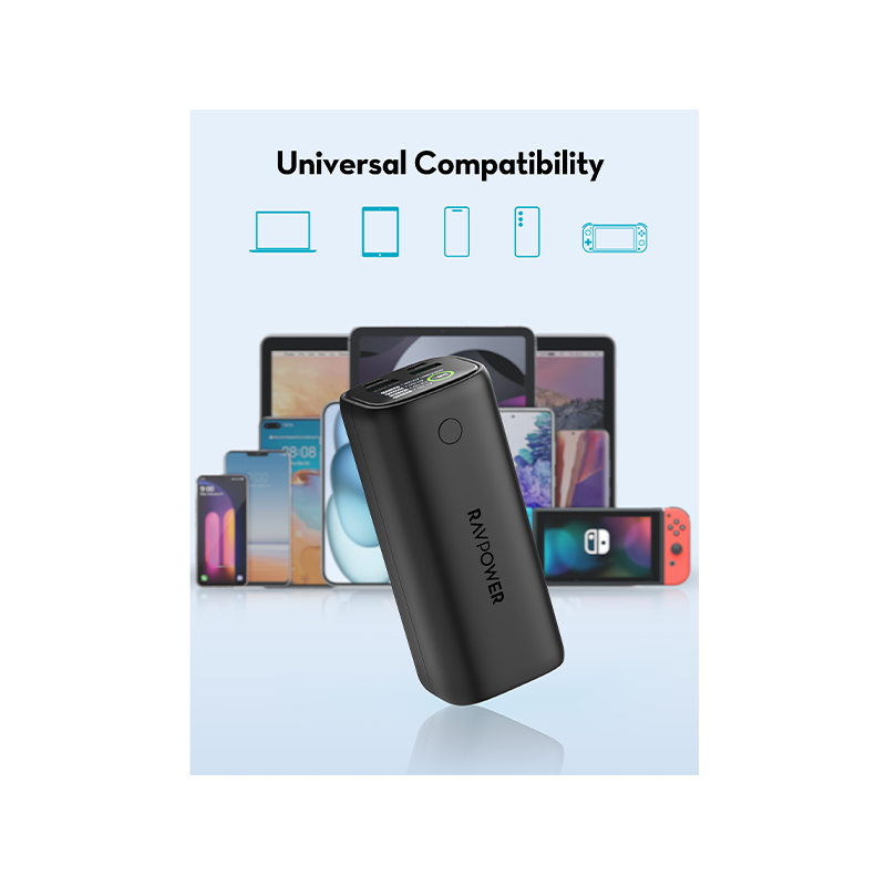 RAVPower PD 100W 20000mAh 4-Port Digital Display Power Bank - Black