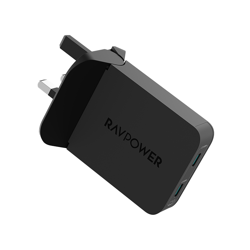 RAVPower GaN PD 60W 2-Port USB-C Foldable Wall Charger - Black