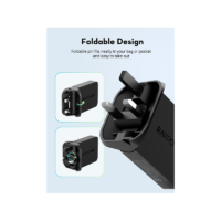 RAVPower GaN PD 60W 2-Port USB-C Foldable Wall Charger - Black