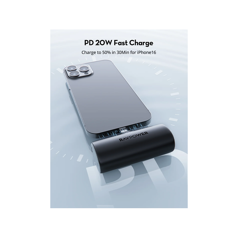 RAVPower 5000mAh 12W USB-C Power Bank - Black