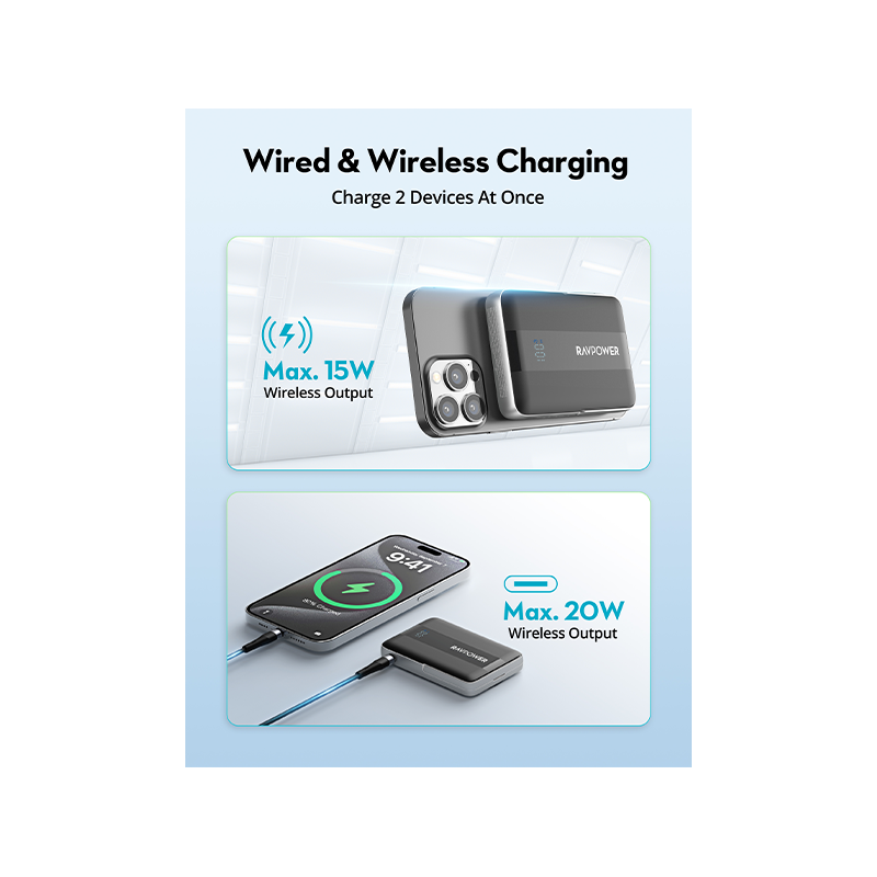RAVPower 10000mAh 15W Magnetic Wireless Power Bank