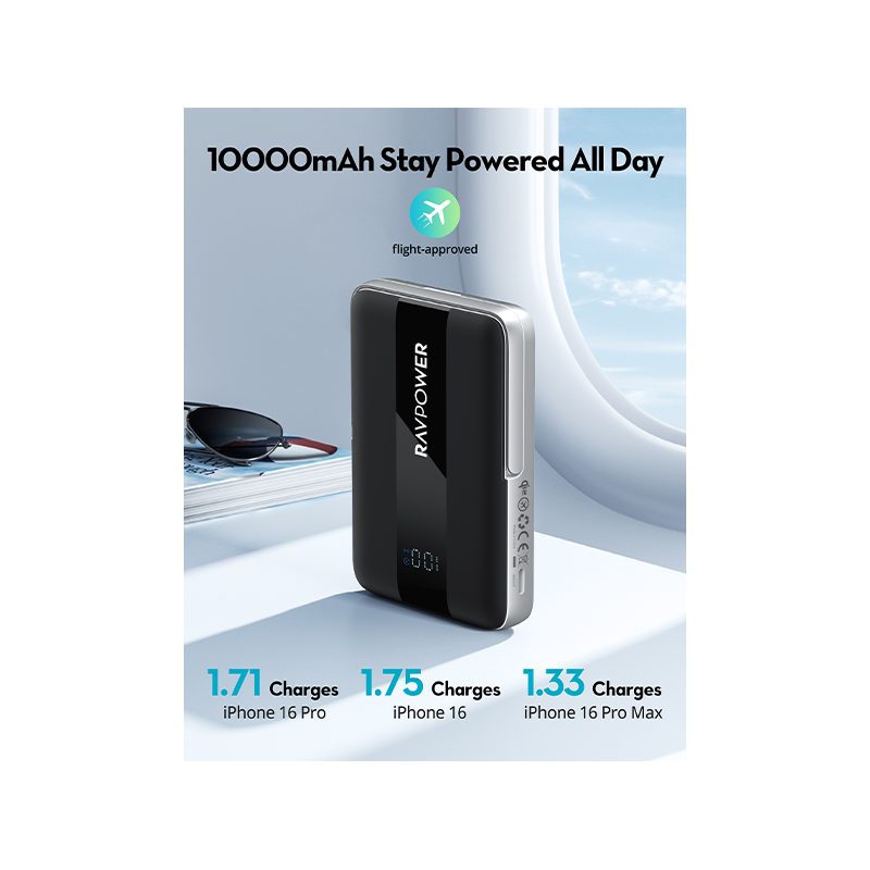 RAVPower 10000mAh 15W Magnetic Wireless Power Bank