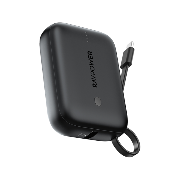RAVPower PD 20W 10000mAh 3-Port Power Bank with Built-in USB-C Cable
