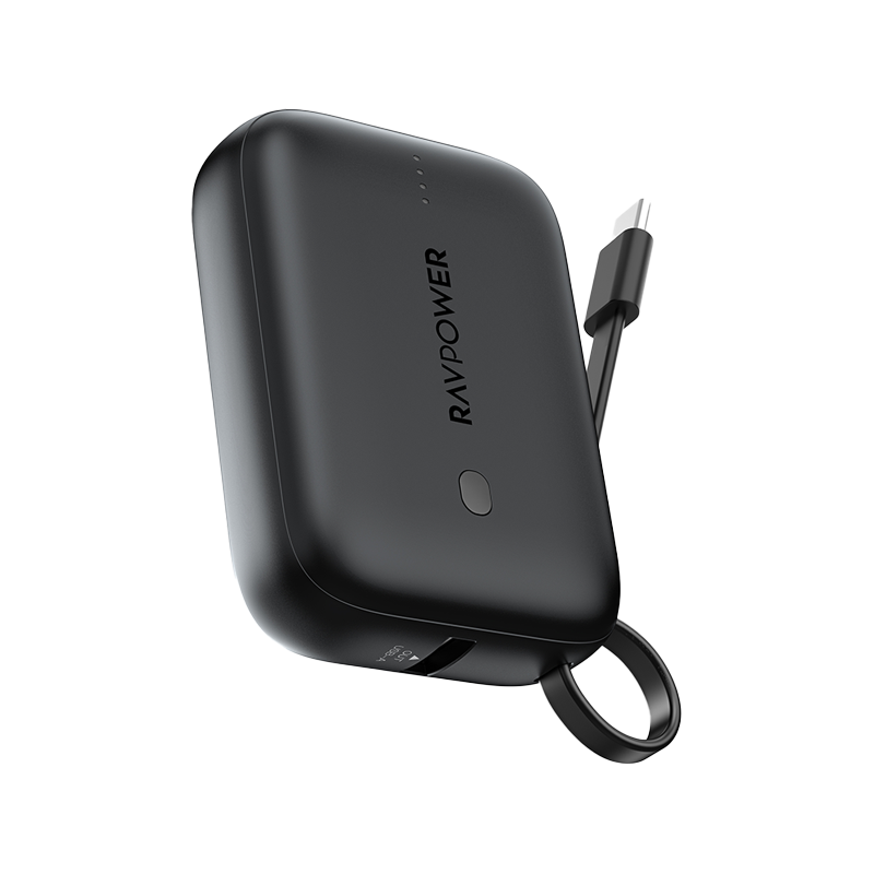 RAVPower PD 20W 10000mAh 3-Port Power Bank with Built-in USB-C Cable