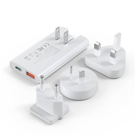 Choetech 65W GaN Ultra-Thin USB-C + USB-A Wall Charger, White