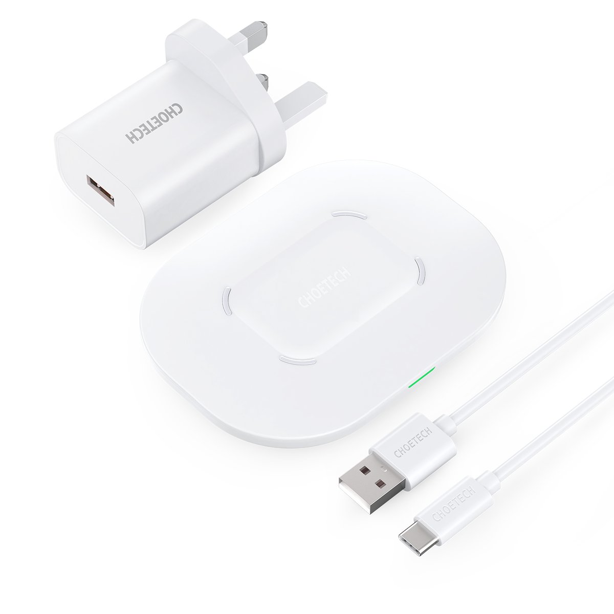Choetech 15W Fast Wireless Charging Pad with 18W USB-C Cable, White
