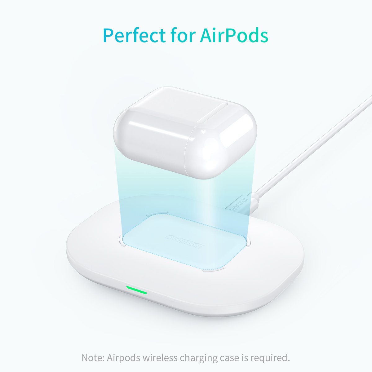 Choetech 15W Fast Wireless Charging Pad with 18W USB-C Cable, White