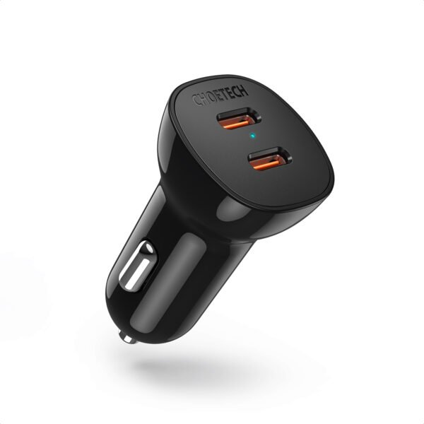 Choetech ZapUp 60W Dual USB-C Car Charger, Black
