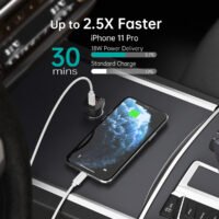 Choetech ZapUp 60W Dual USB-C Car Charger, Black