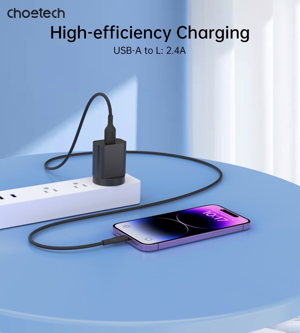 Choetech USB-A to Lightning Silicone Cable 1m, Black